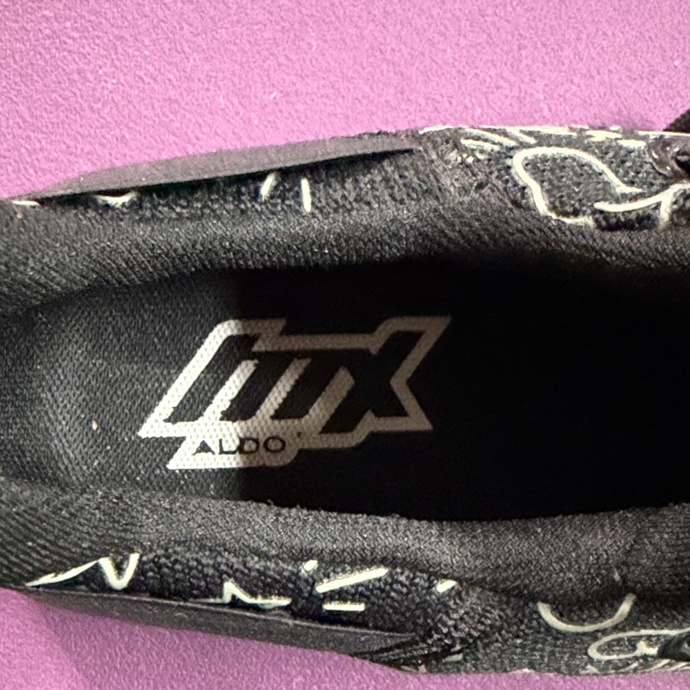 Aldo Black Sneakers with White Doodle Print - Picture 2 of 10